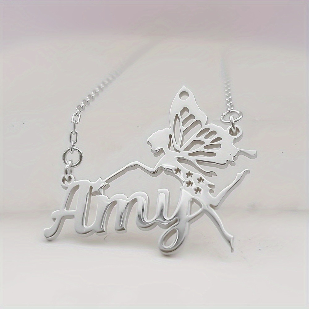 Personalized Fairy & Angel Name Necklace — 18K Plated